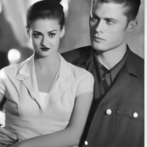 Dean Winchester and Elena Gilbert in the 1950s