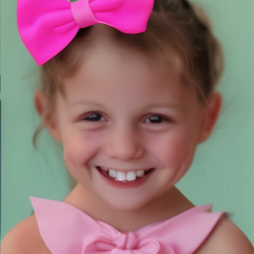 girl with pink bow without tooth