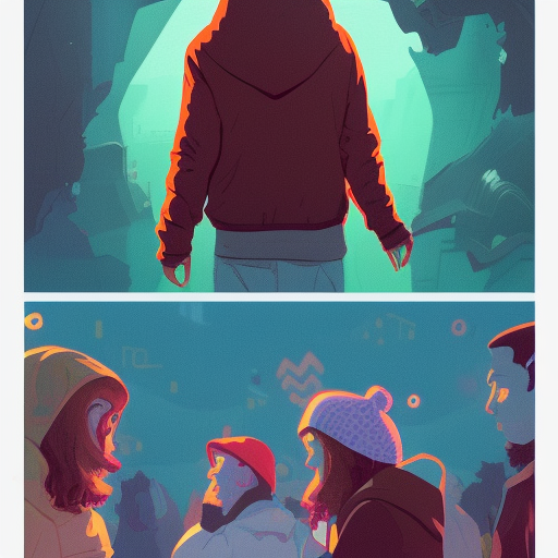 tomorrowland, hyper - realistic portrait of a man in a hoodie, in the center of a stage of a music festival, intricate, 4 k, by atey ghailan, by greg rutkowski, by greg tocchini, by james gilleard, by joe fenton, by kaethe butcher, dynamic lighting, lighting color scheme, sharp focus, grunge aesthetic
