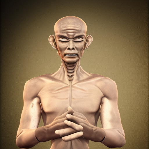 alien zen monk photorealistic