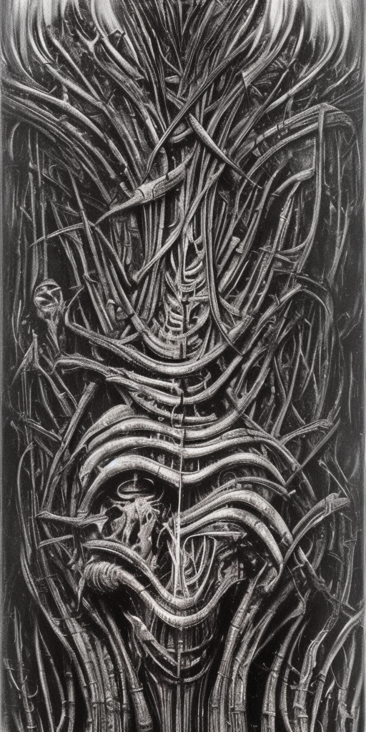 a H.R. Giger of a burning earth