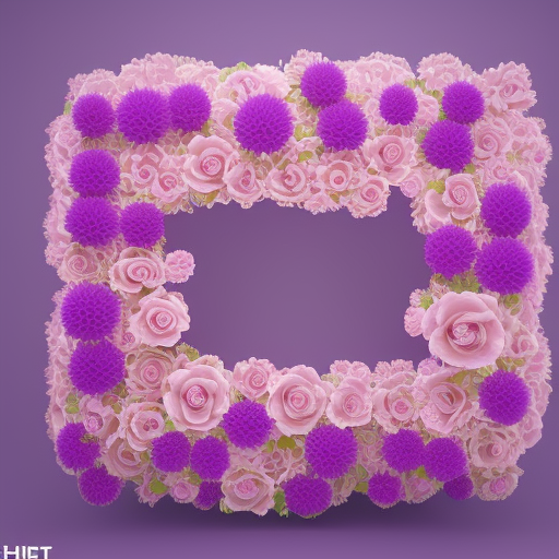 letter N, inside the frame, randon flowers and light particles, purple and pink color, unreal engine 5 render, cycles x render, ultra cinematic high resolution, intricate detailed, full detailed render, smooth render,  accuracy, precision, perfection, excellence shape edge, ambient occlusion, blue light difusion