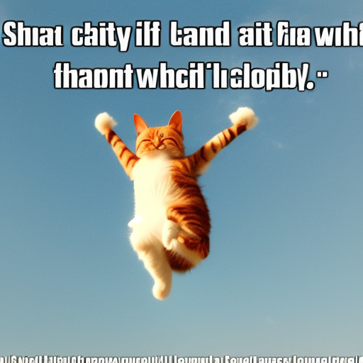 Such happy of a cat who can fly in the clouds in the style of a meme