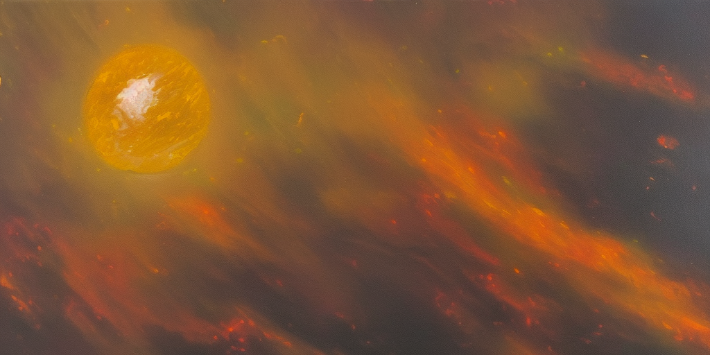 a oil painting of a burning planet