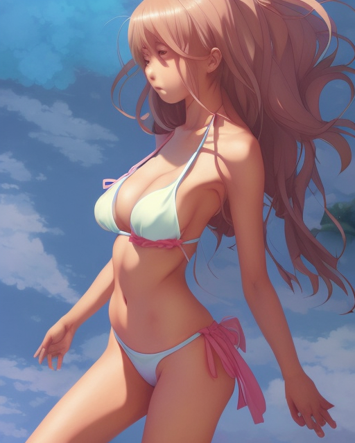 character concept art of an pretty anime girl in bikini | | cute - fine - face, pretty face, realistic shaded perfect face, fine details by stanley artgerm lau, wlop, rossdraws, james jean, andrei riabovitchev, marc simonetti, and sakimichan, trending on artstation