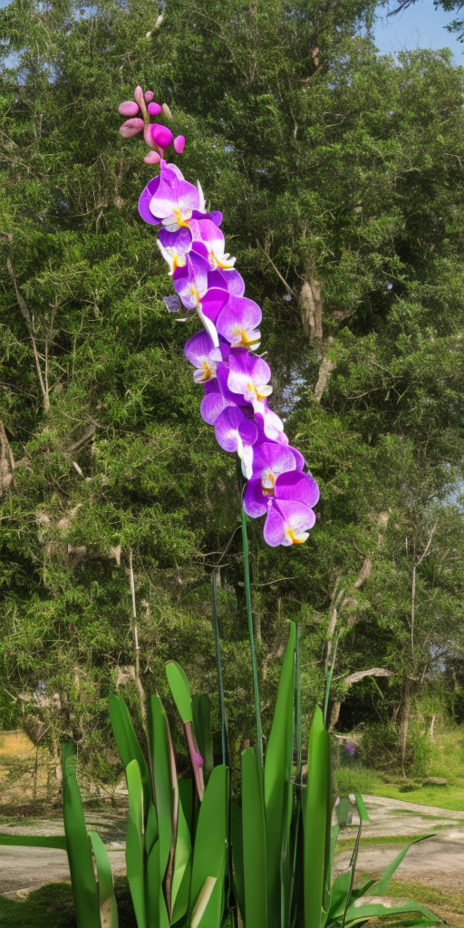 a rocket comes out of an orchid blossom