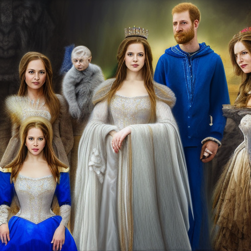 portrait of a fantasy royal family, ultra realistic, oil painting, digital art, high detail, photorealistic, 6 people